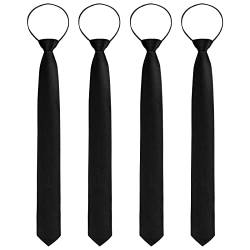 Xinnun 4 Stück Herren Clip On Krawatten schlips Schwarz, Sicherheitskrawatte mit vorgebundenen Knoten von Xinnun