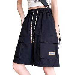 Xinor Shorts Damen Cargo Kurze Hose Sommer Baggy Wasserdicht Knielange High Waist Bermuda Shorts mit Taschen Weites Bein von Xinor