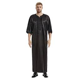 Xinvivion Herren Muslim Robe Islamische Arabische Kaftan - Vintage Voller Länge Hemden Nahen Osten Jubba Thobe Dubai Türkische Ethnische Kleidung von Xinvivion