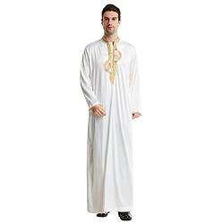 Xinvivion Muslimische Robe Thobe Stehkragenhemden Islamische Ethnische Kleidung Saudi-Arabien Traditionelle Kostüme für Herren von Xinvivion