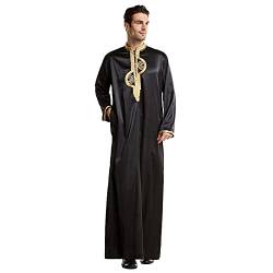 Xinvivion Muslimische Robe Thobe Stehkragenhemden Islamische Ethnische Kleidung Saudi-Arabien Traditionelle Kostüme für Herren von Xinvivion