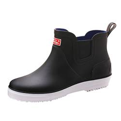 Xinwcang Herren Regenstiefel Wasserdicht Atmungsaktiv PCV Gummistiefel Kurzschaft Regen Boots Schwarz Asia 43 von Xinwcang