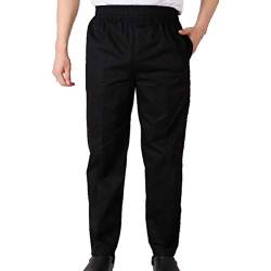 Xinwcang Kochhose Herren Bundhose Gestreift Bäckerhosen Hotelküche Elastische Taille Arbeitsuniform - Schwarz|Vollelastisch, XL von Xinwcang