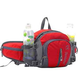 Xinwcang Unisex Multifunktionale Gürteltasche 16 Zoll Nylon Reise Hüfttasche Wasserdicht Bauchtasche mit Flaschenhalter für Ausflug Jogging Wandern Klettern Rot 25 * 10 * 18.5cm von Xinwcang