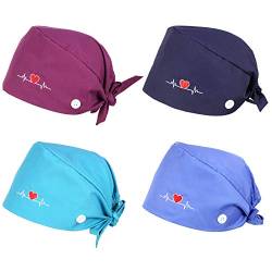 Xinzistar Hut aus Baumwolle, verstellbar, Bouffant, Turban, Medizinhut, für Damen und Herren, Krankenschwester, Mehrfarbig One size von Xinzistar