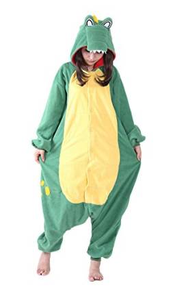 Xiqupjs Einteiler für Erwachsene, Tier-Pyjama, Cosplay-Kostüm, einteiliger Schlafanzug, Grün (Green Crocodile), L von Xiqupjs