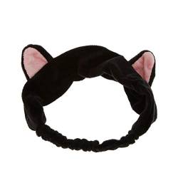 Xiton Haarband Katze-Ohr-Stirnbänder elastische Kopf-Verpackung Entzückende Haar Hood Band für Gesicht Waschen Make-up Rennen Sport Verwendung - Schwarz mit Rosa von Xiton