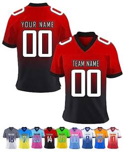 Herren-Sporthemden Personalisiert American-Football-Trikot, Personalisierte Schnelltrocknend Atmungsaktiv T-Shirt kurzärmelig für Damen Kinder, S ~ 7XL von Xiuyours