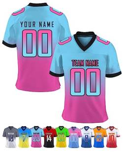 Herren-Sporthemden Personalisiert American-Football-Trikot, Personalisierte Schnelltrocknend Atmungsaktiv T-Shirt kurzärmelig für Damen Kinder, S ~ 7XL von Xiuyours