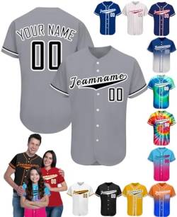 Personalisiert Baseball Trikot mit Namen T-Shirt Personalisierte Herren-Sporthemden Schnelltrocknend Atmungsaktiv Kurzärmelig für Damen Kinder, S-4XL von Xiuyours