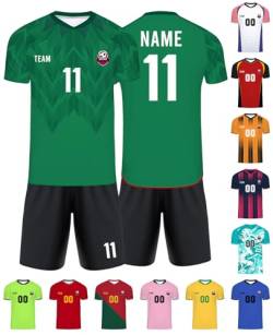 Xiuyours Fußball Trikot mit Namen Personalisiert Fussballtrikot für Kinder Jungen Herren Tshirt Personalisierte Fussball Geschenke Jungs, XS~6XL von Xiuyours