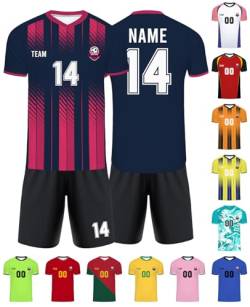 Xiuyours Fußball Trikot mit Namen Personalisiert Fussballtrikot für Kinder Jungen Herren Tshirt Personalisierte Fussball Geschenke Jungs, XS~6XL von Xiuyours