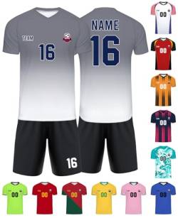 Xiuyours Fußball Trikot mit Namen Personalisiert Fussballtrikot für Kinder Jungen Herren Tshirt Personalisierte Fussball Geschenke Jungs, XS~6XL von Xiuyours