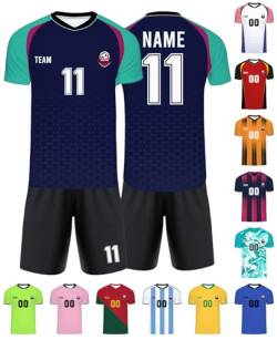 Xiuyours Fußball Trikot mit Namen Personalisiert Fussballtrikot für Kinder Jungen Herren Tshirt Personalisierte Fussball Geschenke Jungs, XS~6XL von Xiuyours