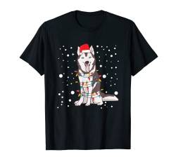 Sibirischer Husky Weihnachtsmannhut Weihnachtsbaum Lichter Xmas Dog Love T-Shirt von Xmas PJS Santa Claus Costume Merry Christmas Gift