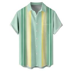 Blumen Kurzarmhemd Herren Sommer Strand Stil entspanntes lässiges faules Hemd Herren Hemd Vintage Style (7-Grün,7-Grün) von Xmiral