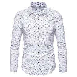 Herren Langarm-Shirt Fashion Floral Slim Shirt Hemd Langarm Herren Blau (XL,Weiß) von Xmiral