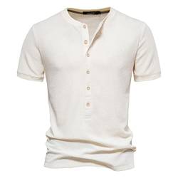 Herren-T-Shirt mit rundem Halsausschnitt, solides, gestricktes Underlay-Shirt Herren Unterhemden V Ausschnitt (S,Beige-b) von Xmiral