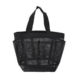 Vintage Stuf Netz-Strandtasche, Make-up-Reise-Aufbewahrung, Kulturbeutel, Netz, tragbar, Badetasche, Strandtasche Skin Massage (Black, One Size) von Xmiral