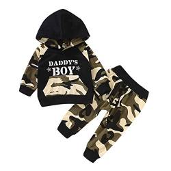 Xmiral Baby Jungen Langarm Brief Hoodie + Hosen Camouflage Outfits Unisex Kapuzenpullover Hose 2 Stück Kleidung Set(Tarnen,2-3 Jahre) von Xmiral