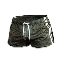 Xmiral Badehose Herren Transparent Mesh Schnelltrocknend Mini Boxershorts Atmungsaktiv Beach Schwimmshorts mit Kordel(Grün,M) von Xmiral