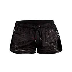 Xmiral Badehose Herren Transparent Mesh Schnelltrocknend Mini Boxershorts Atmungsaktiv Beach Schwimmshorts mit Kordel(Schwarz,L) von Xmiral