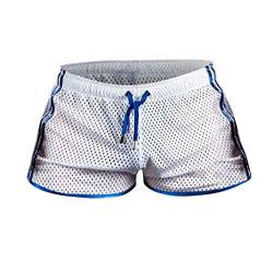 Xmiral Badehose Herren Transparent Mesh Schnelltrocknend Mini Boxershorts Atmungsaktiv Beach Schwimmshorts mit Kordel(Weiß,L) von Xmiral