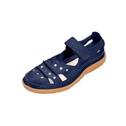 Xmiral Damen Runde Zehensandalen Frau weiche Sohle Strandsandalen Sommer Knöchel Hohl Bequeme Schuhe für Damen Mädchen weiblich(42,Blau) von Xmiral