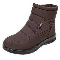 Xmiral Damen Stiefeletten High-top Innenhöhe Schneestiefel Runder Warme Freizeitschuhe Reißverschluss Winterstiefel (Braun, 39.5) von Xmiral