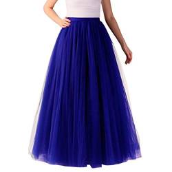 Xmiral Damen Tutu Rock Knöchel-Länge Tüllröcke Einfarbig Unterrock 1950er Hohe Taille Petticoat(Blau,One Size) von Xmiral