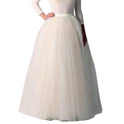 Xmiral Damen Tutu Rock Knöchel-Länge Tüllröcke Einfarbig Unterrock 1950er Hohe Taille Petticoat(Weiß,One Size) von Xmiral