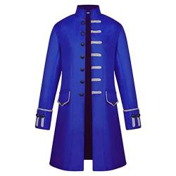 Xmiral Frack M鋘tel Herren Retro Steampunk Jacke Stehkragen Knopf Lange Trenchcoat Winter Outwear Mantel D黱n Einreihig Winterm鋘tel(a Blau,XL) von Xmiral