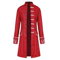 Xmiral Frack M鋘tel Herren Retro Steampunk Jacke Stehkragen Knopf Lange Trenchcoat Winter Outwear Mantel D黱n Einreihig Winterm鋘tel(b Rot,XL) von Xmiral