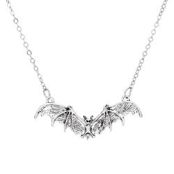 Xmiral Halloween Dark Gothic Style Fledermaus Anhänger Schlüsselbein Kette Männer und Frauen Street Halskette Trend Ketten Damen Silber 925 von Xmiral