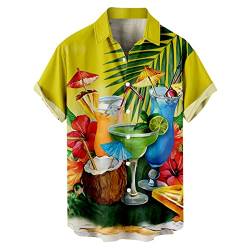 Xmiral Hawaiihemd 3D-Druck Malerei Blumen Männer Frauen Umlegekragen Vintage Street Herrenhemden Hemd Herren Mit Tasche (3XL,Rosa) von Xmiral