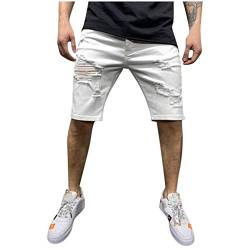 Xmiral Herren Jeans Shorts Kurze Denim Hose im Destroyed-Optik aus Stretch-Material Regular Fit(Weiß,L) von Xmiral