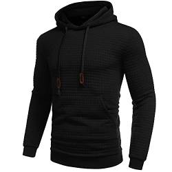 Xmiral Herren Mode Sport Sweatshirt Volltonfarbe Langarm Rundhals Kordelzug Hoodie Tasche Winterbluse Volle Sachen von Xmiral