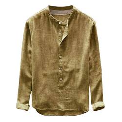 Xmiral Herren Oversize Lange Ärmel Sweatshirt Knopf Basic Shirt Baumwollmischung Slim Fit Langarm Rundhals Shirt Longsleeve T-Shirt(Gelb,4XL) von Xmiral