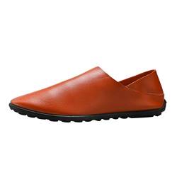 Xmiral Herren Slipper Flachen Mund Weiches Leder Einfarbige Einfache Schuhe Business-Schuhe(43,Braun) von Xmiral