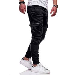 Xmiral Herrenhosen Reißverschluss-Tasche Elastisch Kleiner-Fuß Sports Einfarbig Hose (XL, d Schwarz) von Xmiral