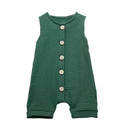 Xmiral Infant Baby Jungen Mädchen Weste Strampler Unisex Einfarbig Ärmellose Knöpfe Overall Plissee Baumwollmischung Bodys Playsuit(b Grün,6-12 Monate) von Xmiral