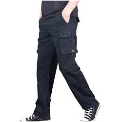 Xmiral Jogginghose Herren Gro遝 Gr鲞e Rei遶erschluss Cargohose Einfarbig Hosen Multi-Tasche Overall Sporthose(a Schwarz,XL) von Xmiral