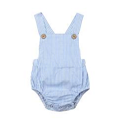 Xmiral Kids Baby M鋎chen Strampler 膔mellos R點kenfrei Jumpsuit Tasten Strumpf Overalls Kleinkind Einfarbig Onesies Schlafanzug(Hellblau,6-12 Monate) von Xmiral