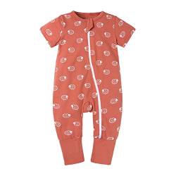 Xmiral Kleinkind Kinder Unisex Reißverschluss Cartoon Strampler Jungen Mädchen Kurzarm Overall Neugeborenen Schlafanzug Nachtwäsche(Orange,2-3 Jahre) von Xmiral