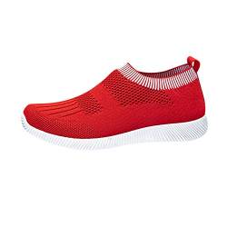 Xmiral Sneakers Damen Einfarbig Sportschuhe Atmungsaktives Netz Schl黳fen Schnellverschluss Sommerschuhe(40,Rot) von Xmiral