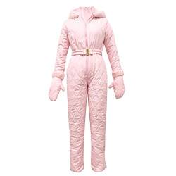 Xmiral Snowboard Skianzug Damen Einfarbige Reißverschluss-Overalls Kapuze Warmer Skianzug Outdoor-Sport Jumpsuit Für Kaltes Wetter(Rosa,5XL) von Xmiral