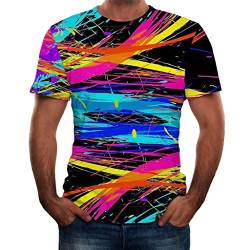 Xmiral T-Shirt Herren 3D Gedruckte Kurzärmlig Rundkragen Tops Shirt für Männer Summer Einfach Atmungsaktiv Persönlichkeit Hemden Bluse Oberteile(Mehrfarbig,M) von Xmiral