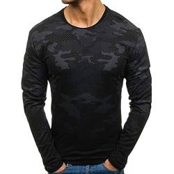 Xmiral Tops Sweatshirt Herren Slim Fit Langarm Rundhals Muskel-beil鋟fige Hemden f黵 Herbst Winter(o-Schwarz,M) von Xmiral