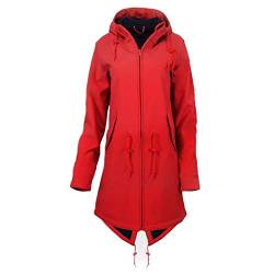 Xmiral Wanderjacke Damen Wasserdicht Winddicht Langer Mantel Outdoor Camping Jacke Tunnelzug Reißverschluss Große Größe Sweatjacke Regenjacke Mit Kapuze Mäntel(Rot,XXL) von Xmiral