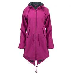 Xmiral Wanderjacke Damen Wasserdicht Winddicht Langer Mantel Outdoor Camping Jacke Tunnelzug Reißverschluss Große Größe Sweatjacke Regenjacke Mit Kapuze Mäntel(Violett,5XL) von Xmiral